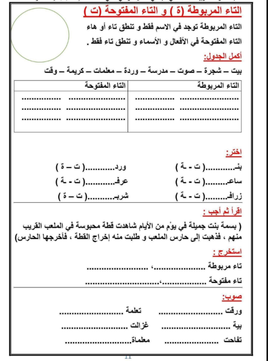 مراجعة لغة عربية الصف الثاني الابتدائي الترم الثان